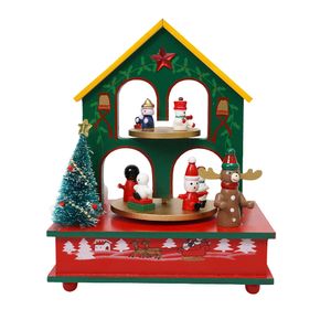 Navidad Caja Musical Casa 13X18X22Cm Verde (Mc-105)
