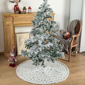 Navidad Piso De Arbol Peluche Hojas 120Cm Blanco/Plata (F13-4)