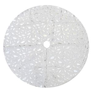 Navidad Piso De Arbol Peluche Hojas 120Cm Blanco/Plata (F13-4)