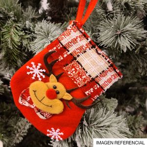 Navidad Adornos P/Arbol Bota Rojo/Blanco 15X10Cm Reno (L12-10)