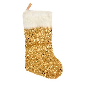 Navidad Bota Lentejuelas 29X22Cm Dorado (K3-2)