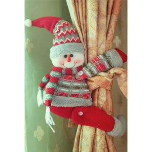 Navidad Sujetador Cortina Rojo/Gris 44X22Cm Muñeco Nieve (J1-2)