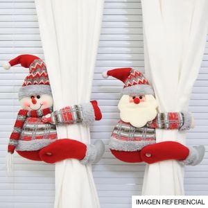 Navidad Sujetador Cortina Rojo/Gris 34X27Cm Santa (J1-1)