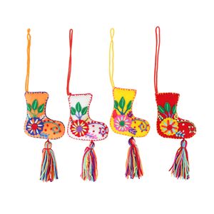 Navidad Peruana Adornos P/Arbol 4 Pzs Botas