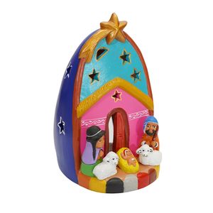 Navidad Peruana Adorno Porcelana Porta Vela Astro 14Cm Multicolor