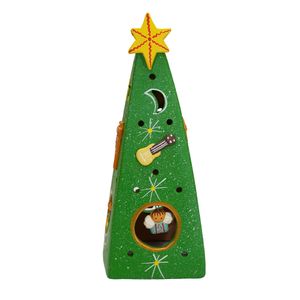 Navidad Peruana Adorno Porcelana Porta Vela Pino 20Cm Verde