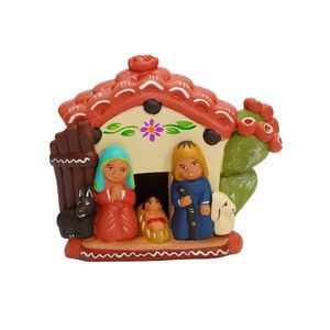 Navidad Peruana Adorno Porcelana Casita Andina 7Cm Marron