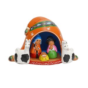 Navidad Peruana Adorno Porcelana Nacimiento Chullo 8Cm Marron
