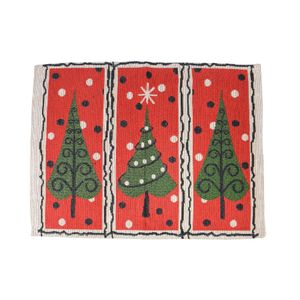 Navidad Individuales X 6Pzs Arbolitos 34X42 Cm Rojo/Verde (P6-6)