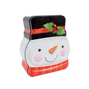 Navidad Hojalata Faz Blanco/Rojo 12.7X11X5Cm Muñeco Nieve (E11-2)