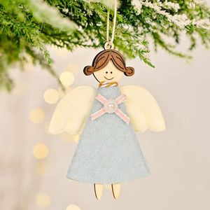 Navidad Adornos P/Arbol Angel 11X9Cm Celeste (C9-3)