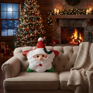 Navidad Cojin Estrella Tradicion 50X50 Cm Verde/Rojo Santa