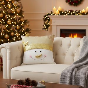 Navidad Funda Cojin Gorrito Nieve 43X43Cm Dorado (Sx-Y2139)