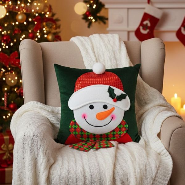 Funda para Cojín Coleccion 45 x 45 cm Nieve Verde/Rojo
