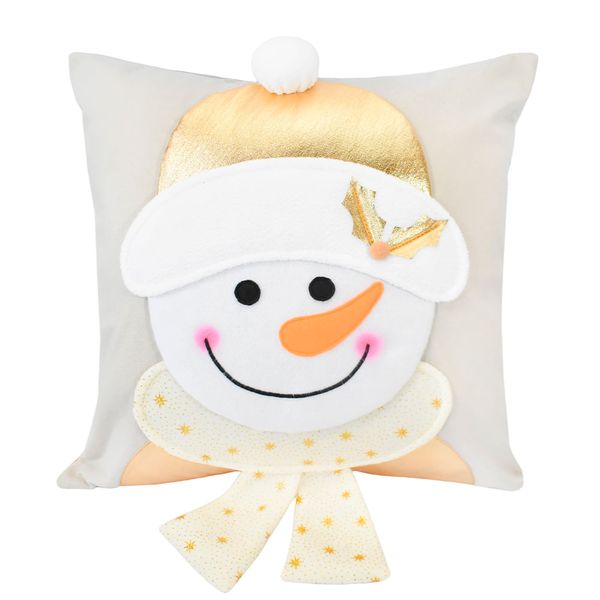 Funda para Cojín Coleccion 45 x 45 cm Muñeco Nieve Dorado