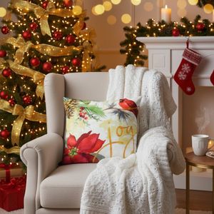 Navidad Funda Cojin Joy Peace 45X45Cm Crema (Yc-069)