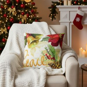 Navidad Funda Cojin Joy Peace 45X45Cm Crema (Yc-070)