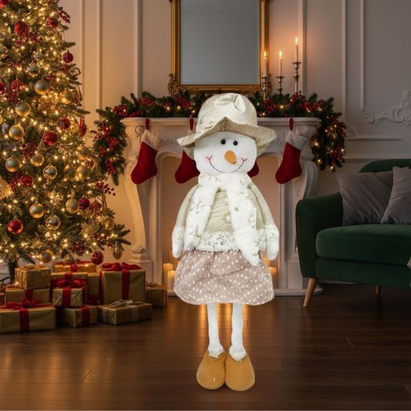 Navidad Patilargo Muñeco De Nieve 80Cm Dorado (Hx-21041B)