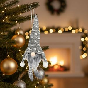 Navidad Muñeco C/Luz Led Gnomo 6X10X40Cm Gris (D5-8)