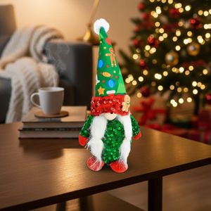 Navidad Muñeco Gnomo Lentejuelas 5X7X28Cm Rojo/Verde (A10-4)