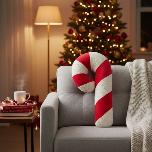 Cojín Navideño Bastón Caramelo 10 x 46 x 7 cm Rojo/Blanco