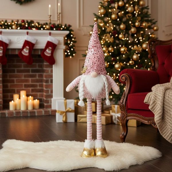 Navidad Patilargo Trenzas 75Cm Rosado (Mc-1680)