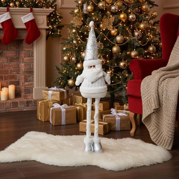 Navidad Patilargo Santa 80Cm Plateado (Mc-1707)