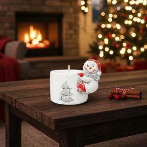 Navidad Vela Arbolito Base Muñeco 7X5.2X5.8 Rojo/Blanco (Hc-455)