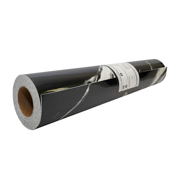 PAPEL TAPIZ ESPUMADO MARMOL 0.6X3 MTS NEGRO