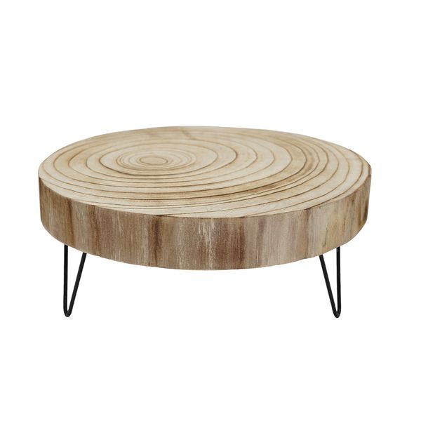 Bandeja Madera Circular Patas Metal 30X30X12Cm (Ae2-0005Nt)