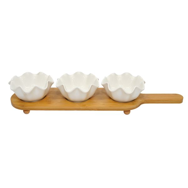 Bandeja Madera Set 3Pzs Porcelana 39*10*7Cm (Hme72-49)