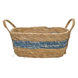 Cesta Plastico Tejido M 30X20X13Cm Beige/Azul (Org13-006-2)