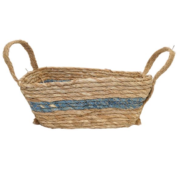Cesta Plastico Tejido S 24X17X11Cm Beige/Azul (Org13-006-3)