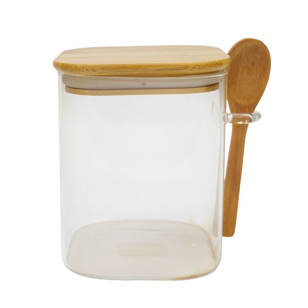 Envase De Vidrio Rect C/ Tapa Y Cuchara 10X10X12Cm Transp (Coc22-28)