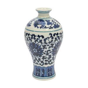 Florero Porcelana Imperial I 8X8X16Cm Blanco/Azul (Hme73-15)
