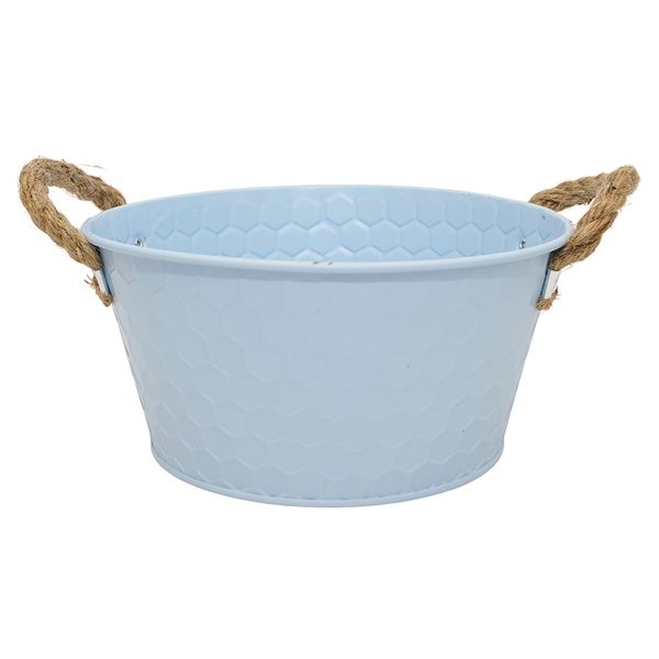 Macetero Metal Asas Cuerda S 18X14X9Cm Celeste (Reg12-067D)