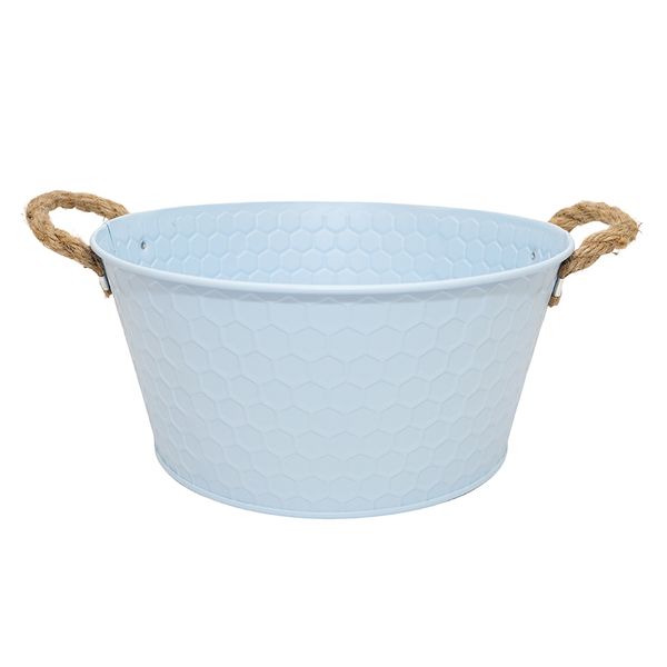 Macetero Metal Asas Cuerda L 23.5X17X10Cm Celeste (Reg12-068D)