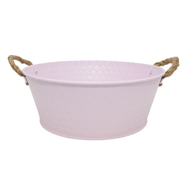 Macetero Metal Asas Cuerda Xl 25X19X9.5Cm Rosado (Reg12-069C)