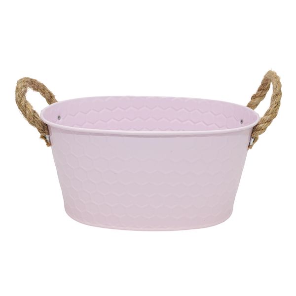 Macetero Metal Asas Cuerda M 20X13X9.5Cm Rosado (Reg12-070C)