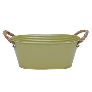 Macetero Metal Asas Cuerda Xl 24X13X10Cm Verde (Reg12-072B)