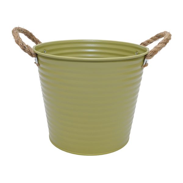 Macetero Metal Asas Cuerda M 18X14X15Cm Verde (Reg12-073B)