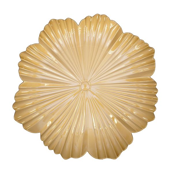 Plato De Sitio Flor 33X33Cm Dorado (Pla5-0163G)