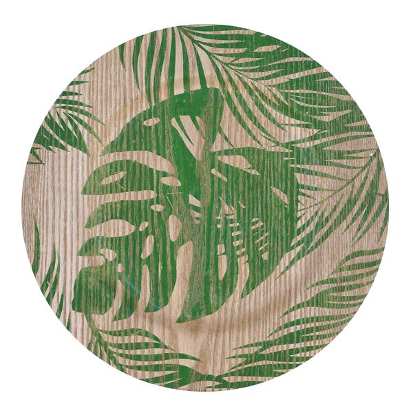 Plato De Sitio Hojas 33X33Cm Beige/Verde (Pla1-0039A)