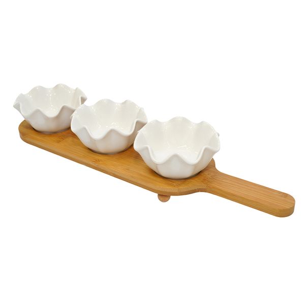 Bandeja Madera Set 3Pzs Porcelana 39*10*7Cm (Hme72-49)
