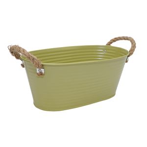 Macetero Metal Asas Cuerda Xl 24X13X10Cm Verde (Reg12-072B)