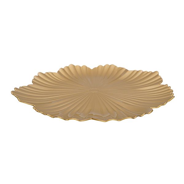 Plato De Sitio Flor 33X33Cm Dorado (Pla5-0163G)