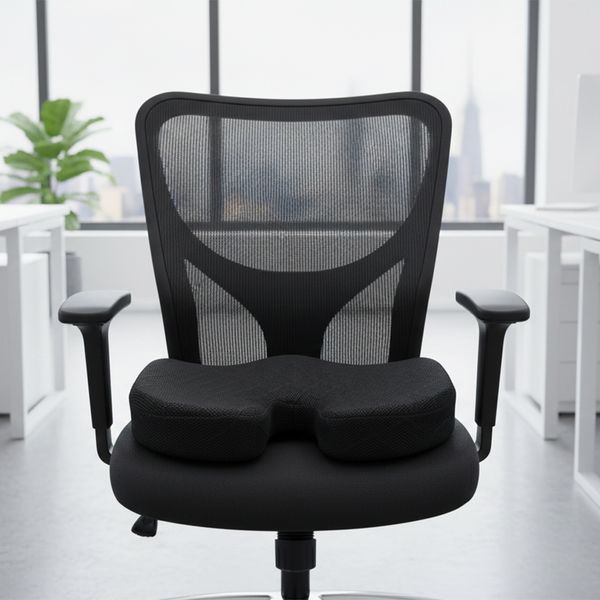 Cojín Ergonomico Asiento Memory Foam 46X35X7Cm Negro