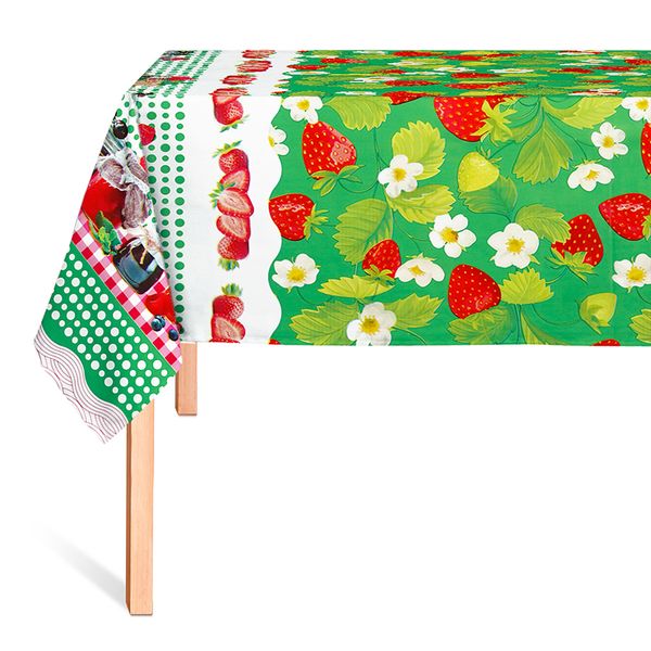 Cubremesa Plain Pvc Fresas Verde