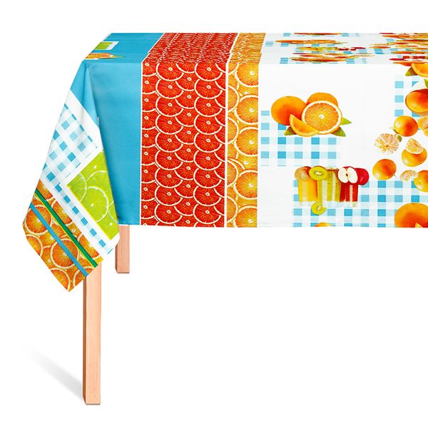Cubremesa Plain Pvc Naranjas Azul