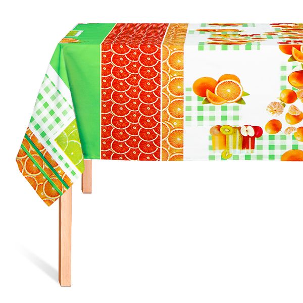 Cubremesa Plain Pvc Naranjas Verde
